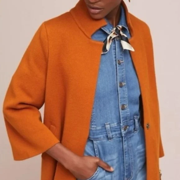 Moth Anthropologie Carey Knit Cardigan Jacket Blazer In Rust Brown Size Small - Picture 1 of 10